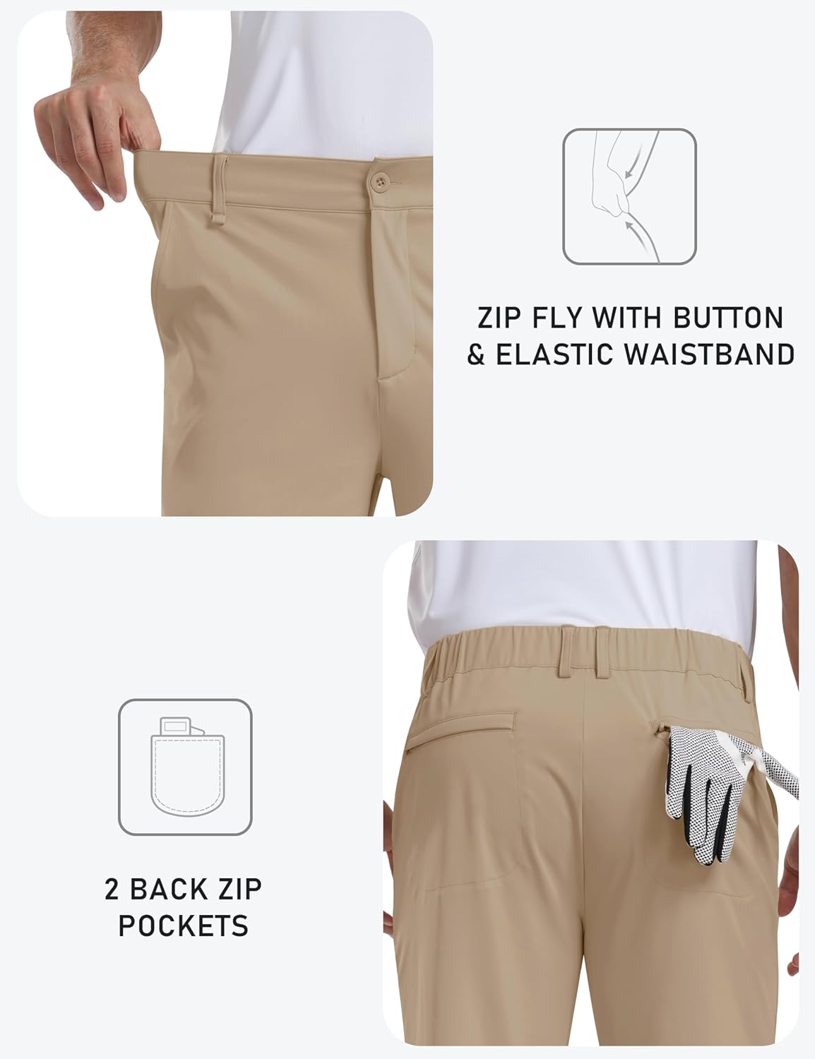 MoFiz Mens Golf Pant Joggers Stretch Pants 30"/32" Quick Dry Comfy Lightweight Casual Athletic Pant Trousers with Pockets - Image 3