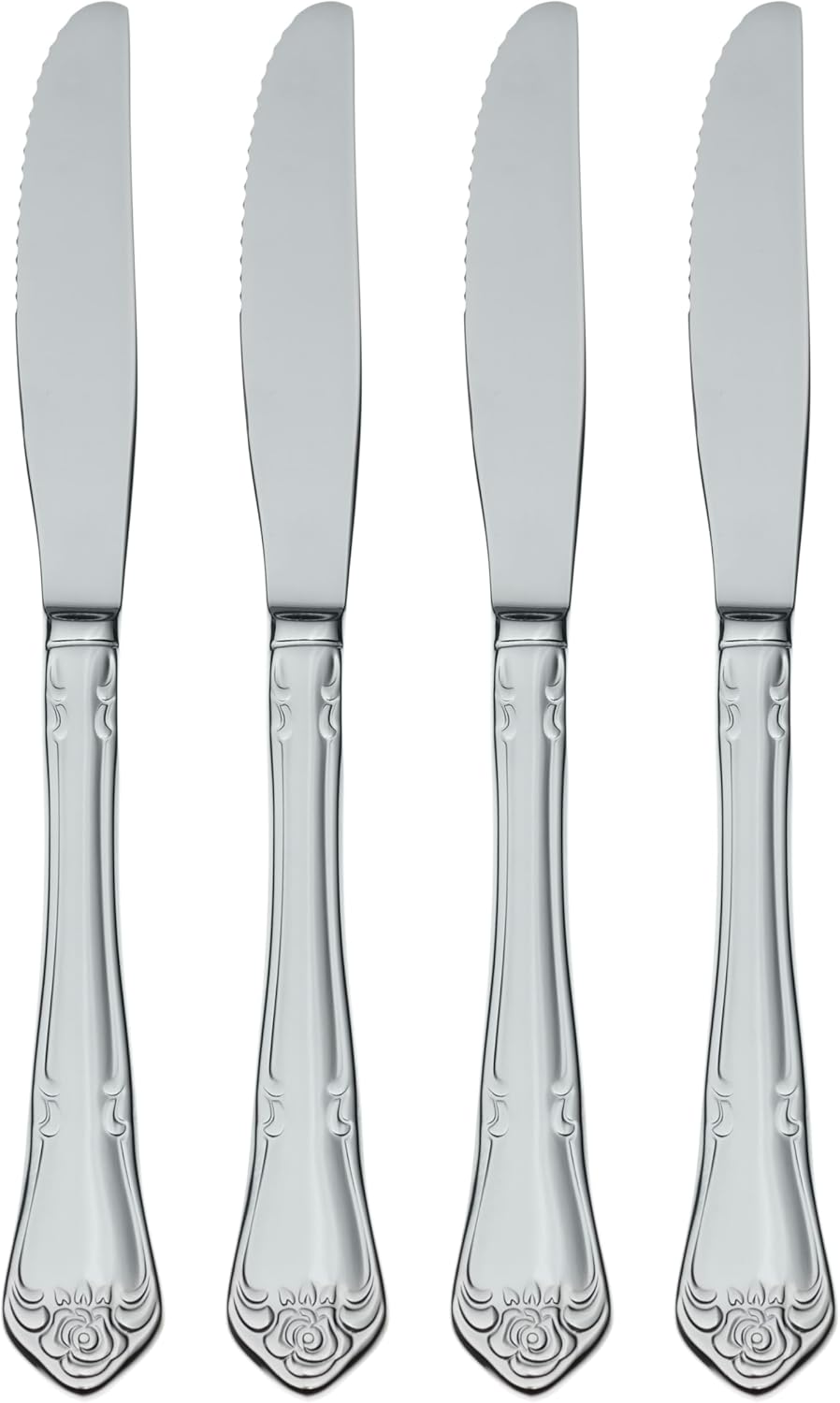Oneida Silverware Set, True Rose Everyday Salad Forks 4-Piece Flatware Set, Service For 4, 18/0 Stainless Steel, Mirror Finish, Dishwasher Safe, Home & Kitchen Utensils, Salad Fork (Silver, 4 Pieces)
