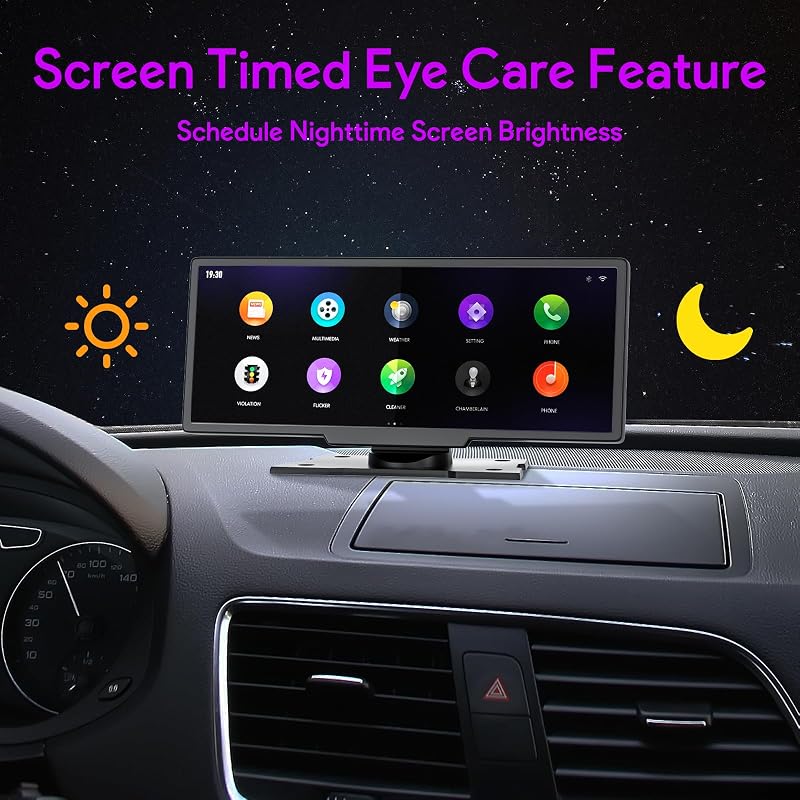 NUOTIAN 10,26" Vezeték Nélküli CarPlay Autós Kijelző, Bluetooth 5.3, 4K Menetrögzítő + 1080P Tolatókamera, GPS Navigáció, 64GB TF, FM