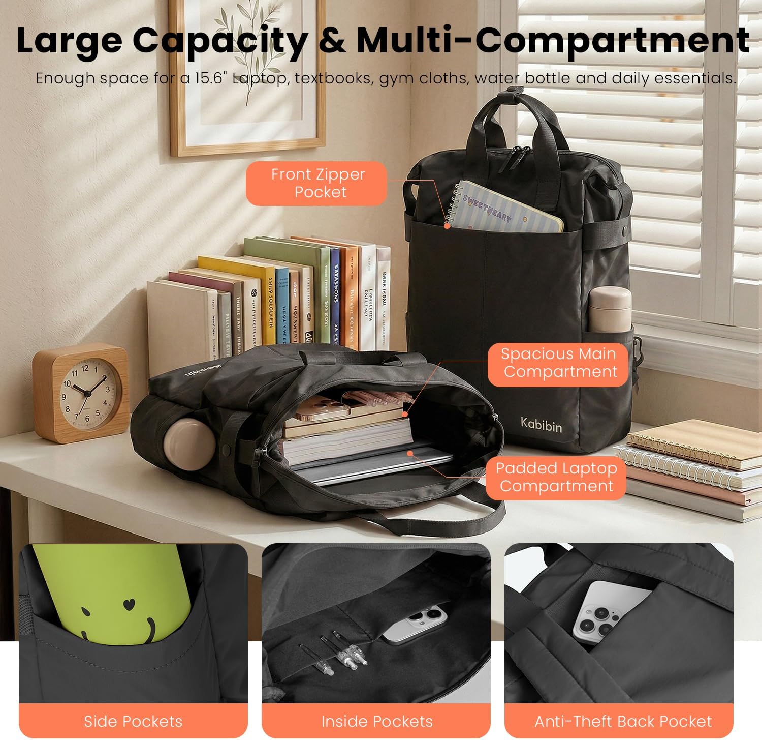 Carry On Laptop Backpack, Ultra Lightweight College Work Daypack image 4
