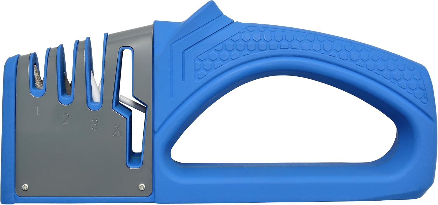 DMT Edgesharp Diamond Bench Pro 3-Stage Knife & Shear Sharpener, Restores Dull Blades, Scissor Sharpener with Non-Slip Base & Ergonomic Handle, 8”L x 3.75"W x 1.5"H