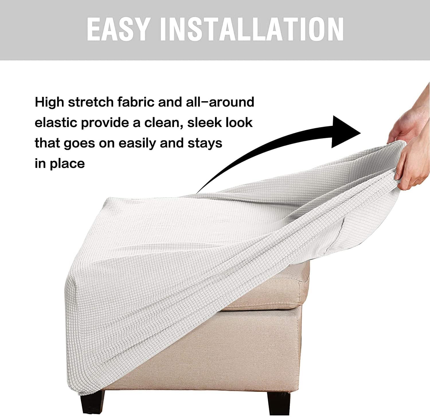 Ottoman Covers Slipcovers Square Round Small Large Footrest Stool Stretch Storage Stool Ottoman Cover Footrest Foot Stool Cover Furniture Protector(#12,90x90x45cm)