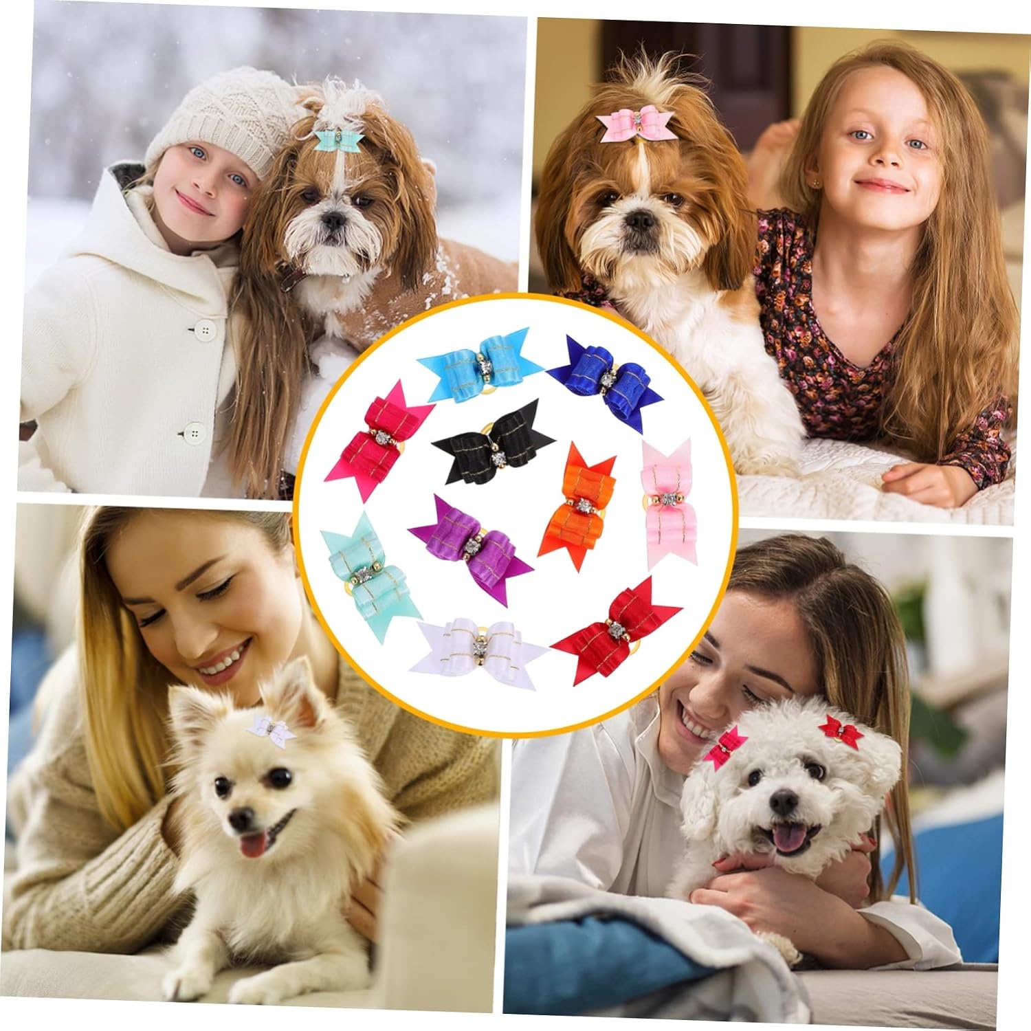 Dog Bow Hair Tie Headdress 10pcs Polyester Dress image 4