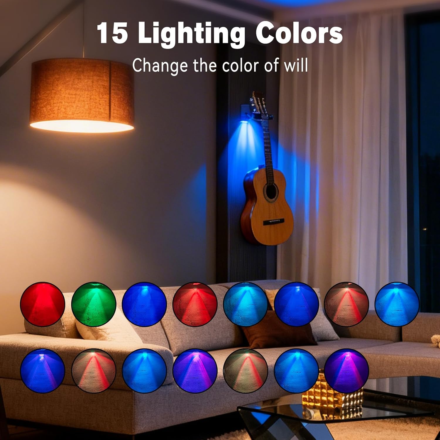 EASTROCK Glowing Guitar Wall Mount, Automatic Locking Guitar Wall Hangers, 15 Colors, Three Lighting Modes, Suitable for Classical/Folk/Electric Guitars, Bass, Guitarist Gifts.