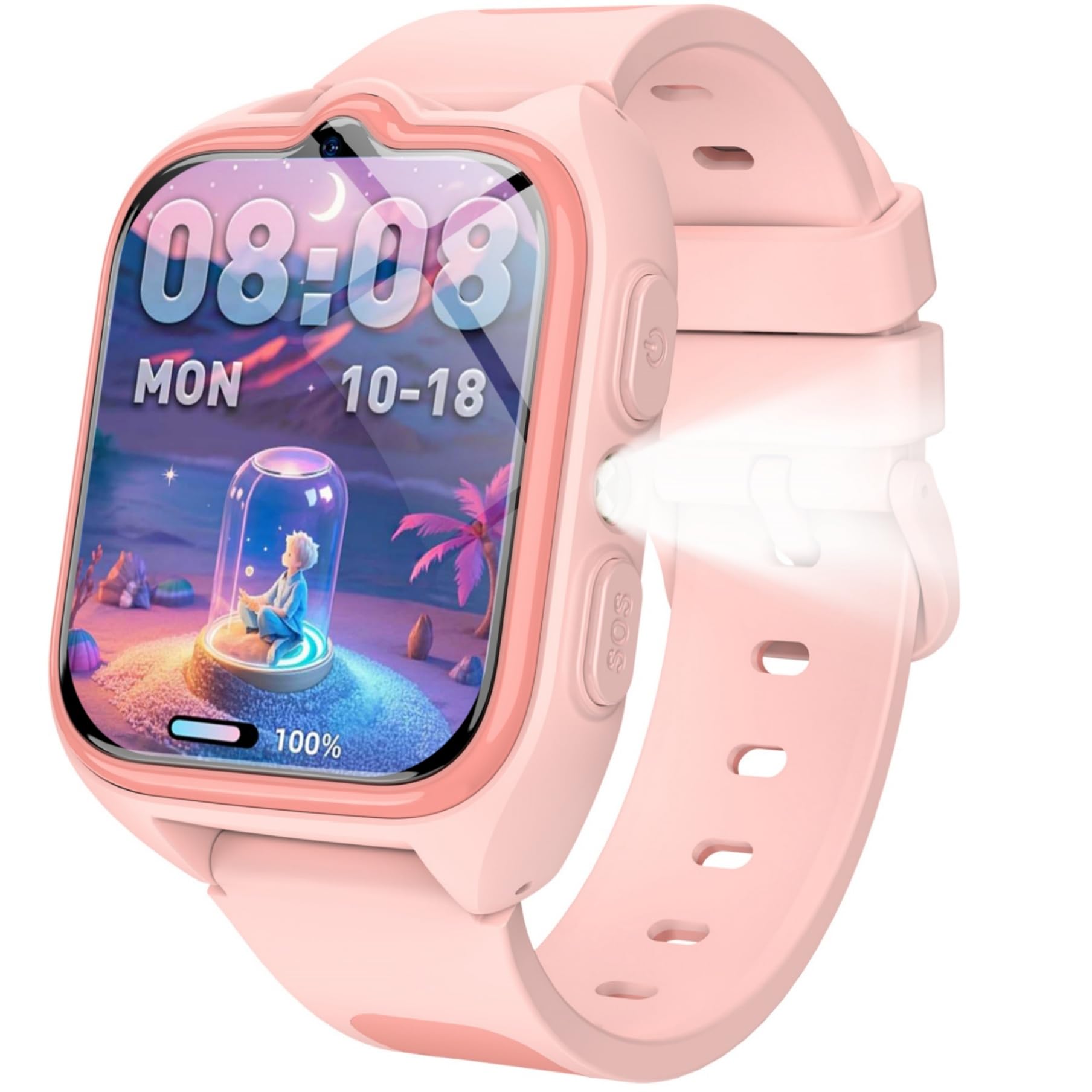 IOWODO 4G Reloj Inteligente Niño, Smartwatch Niños con GPS y Teléfono,Videollamadas, SOS, Mensajes, Modo Escuela, Linterna LED, IP68 Impermeable, Regalo y Juguete para Niños de 4-13 Años
