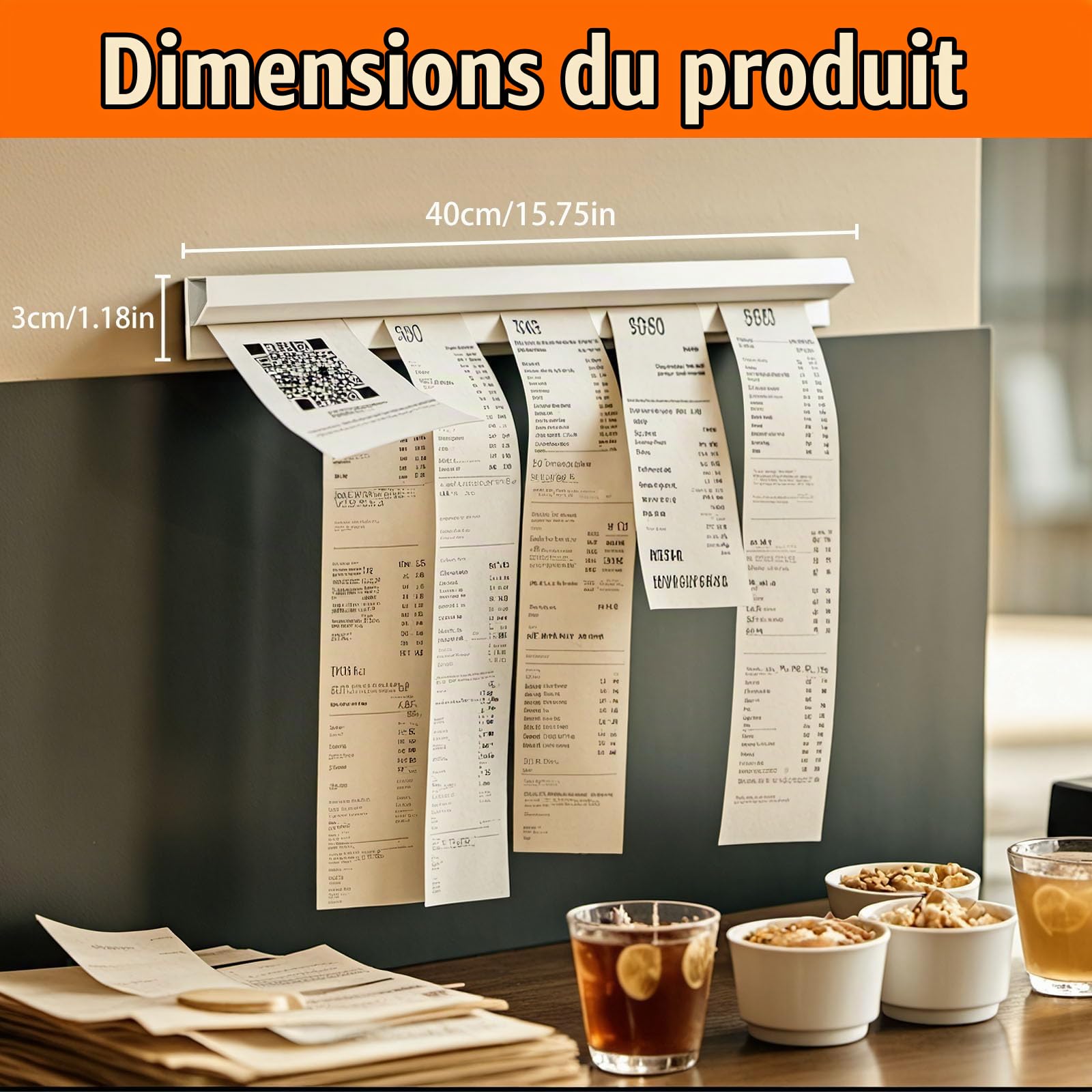 2 Pièces Porte Ticket, Barre a Bon de Commande, 40CM Porte Bon de Commande Restaurant, Barre Ticket Cuisine, Porte Ticket de Caisse pour Restaurants, Cafés, Cuisines, Bars