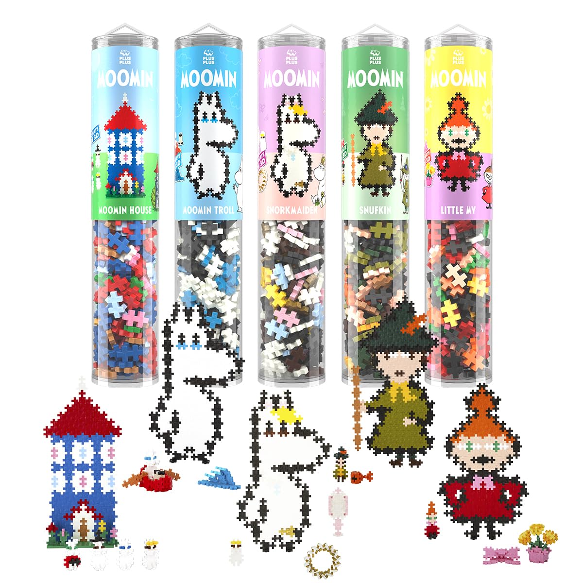 Plus-Plus 7551 Mumin Bundle, Geniales Konstruktionsspielzeug, Kreativ-Bausteine, Puzzle by Numbers, 5 Tubes mit je 270 Teilen ab 7 Jahren