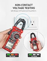 Vista 3 de AstroAI Multímetro de Pinza Digital 2000 Cuentas Probador de Voltaje y Amperaje con Rango Automático con Voltaje CA/CC, Corriente CA, Resistencia