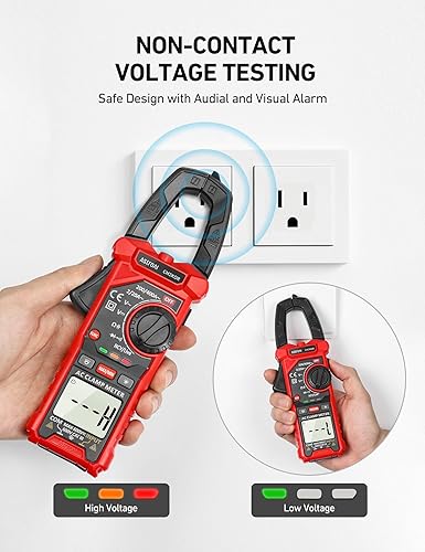Miniatura 21 de AstroAI Medidor de abrazadera digital multímetro de 4000 cuentas Probador de amplificador de rango automático Medición de voltaje y corriente CA/CC