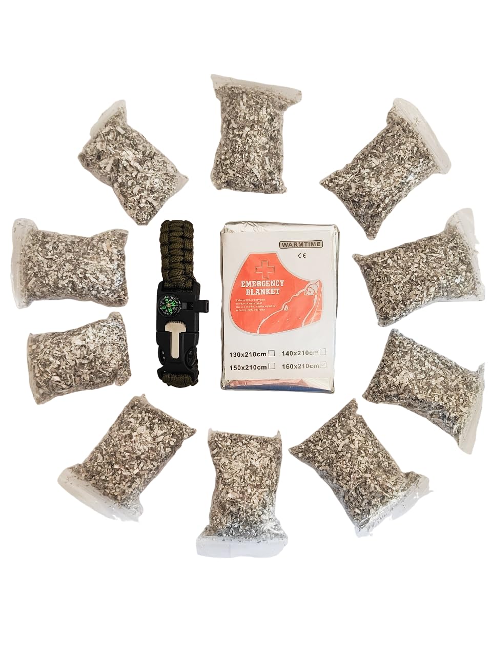 EGREEN Emergency Magnesium Fire Starter 10 Bags Waterproof Ferro Striker for Camping Hiking Bushcraft Outdoor Survival (10 Bags Magnesium + Matches), Portable