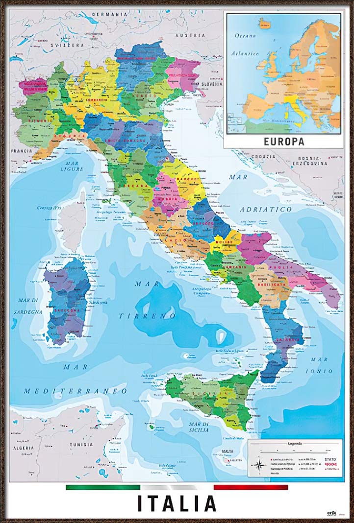 ラテン語で書かれたイタリア 古地図 木製フレーム 68travel-wooden-LI-