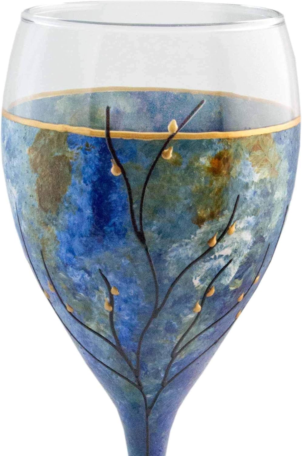 Kiddush Cup Wine Glass Hand Painted Green Blue Ocean Inspired Tree of Life