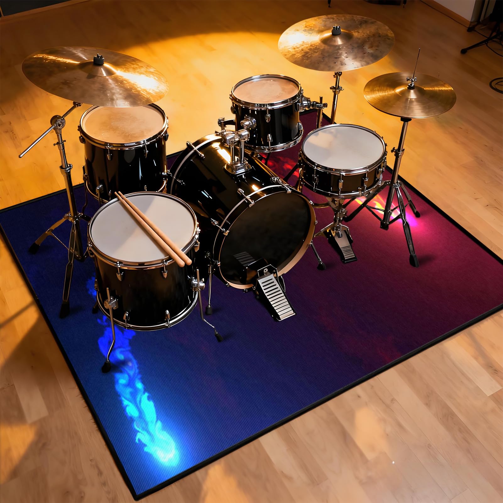 Schlagzeugteppich Drum Teppich 200 x 160 cm Schallschutz Teppich, rutschfeste Trommelmatte, Schallschutzmatte, Elektronisch Schlagzeug Teppich, Snare Drum Rug Schalldicht Teppiche