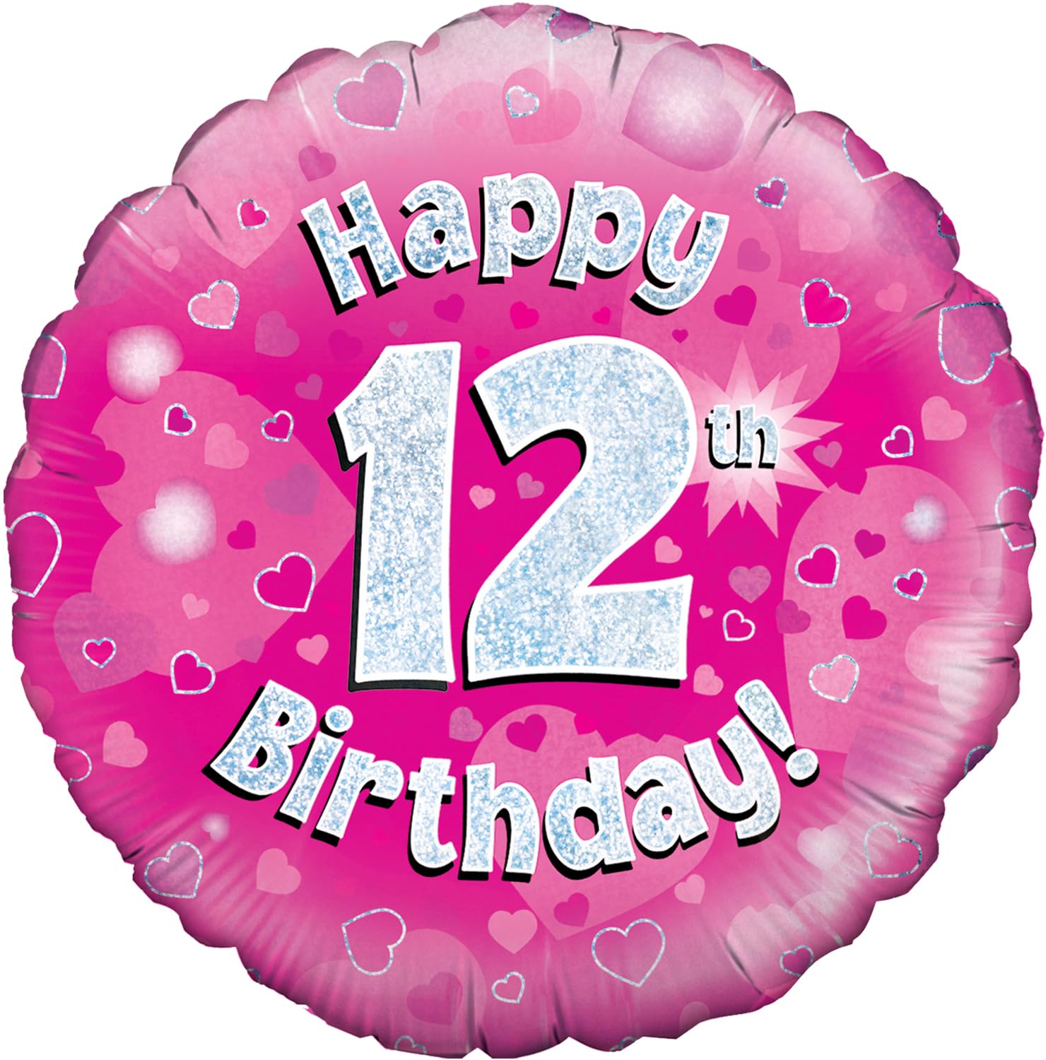 OakTree 18" Happy 12th Birthday Pink Holographic Balloon