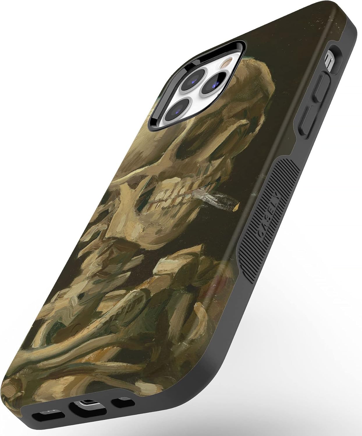 Casely iPhone 12/12 Pro Case | Van Gogh | Skull of a Skeleton with Burning Cigarette | Bold Protective Design | Compatible with MagSafe