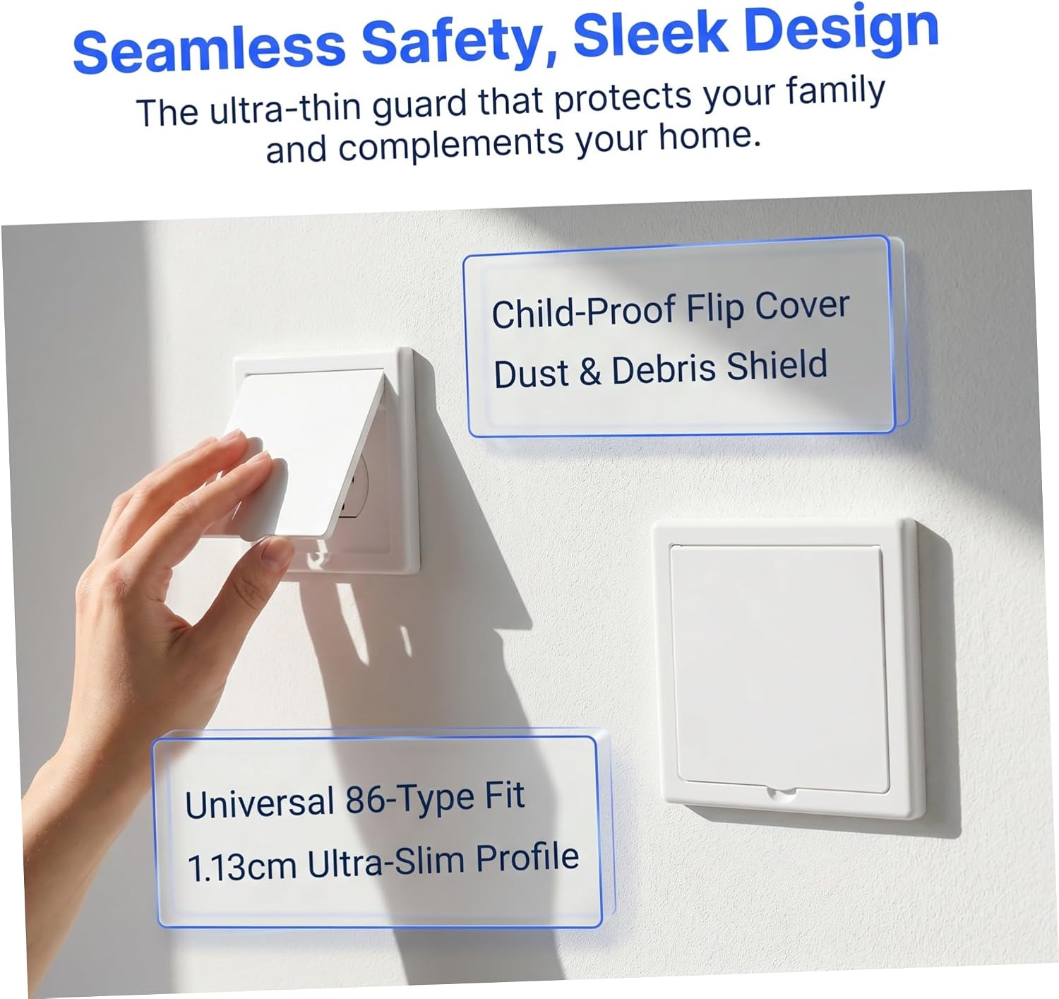 LABRIMP 2pcs White Plastic Switch Outlet Cover with Flip Cover Mechanism, Dust Prevention and Safety Protection for Electrical Plug Socket and 86 Type Switches, for Patio and Hotel Use