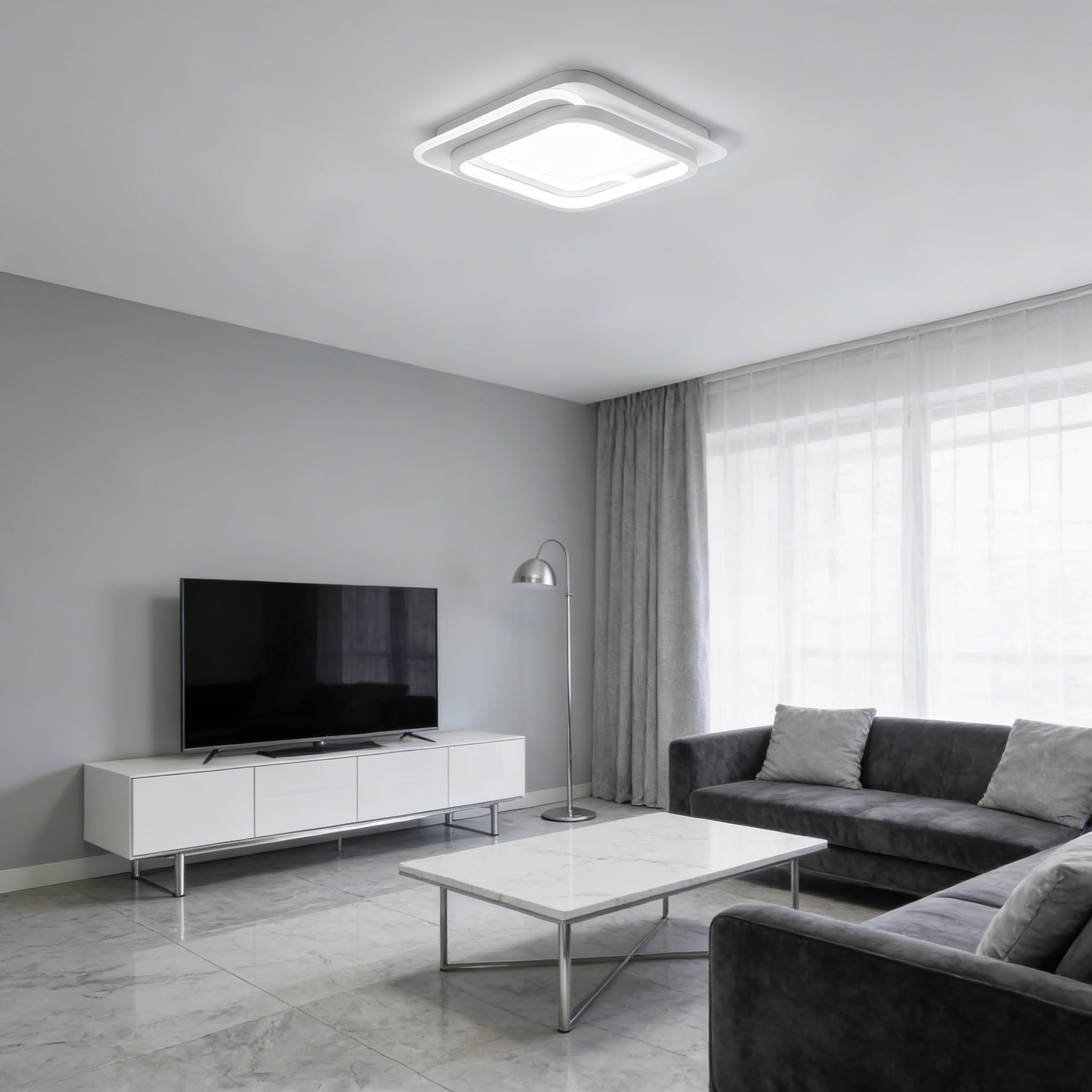 Plafon LED Techo cuadradas, IP44 Ø28cm Plafones para Techo Led Lampara, 31W lampara techo dormitorio 6000K Luz blanca fría, Ideal para cocina, pasillo, baño, sala