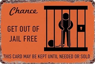 Metal Tin Sign Vintage Chance Card Get out of Jail Free Wall Decor Retro Art Funny Decorations for Home Bar Pub Cafe Farm Room Posters 8x12 inch