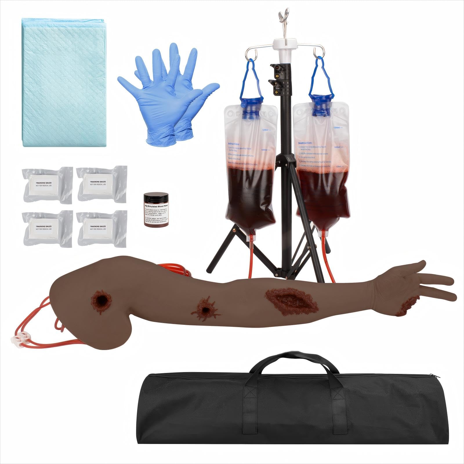 Kit de Entrenamiento de Torniquete y Embalaje de Heridas, Entrenador de Torniquete de Control de Sangrado, Kit de Entrenamiento para Detener el Sangrado para Clases Médicas - Oscuro