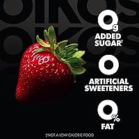 Vista 5 de Oikos Triple Zero - Yogur griego sin grasa, fresa, 5.3 onzas, paquete de 4 (el embalaje puede variar)