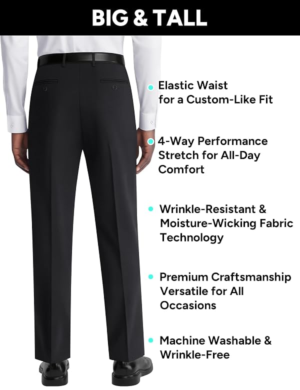 Mens Black Stretch Dress Pants Regular Fit Wrinkle Resistant 38Wx31L by RainbowDate - Used condition - Image 4