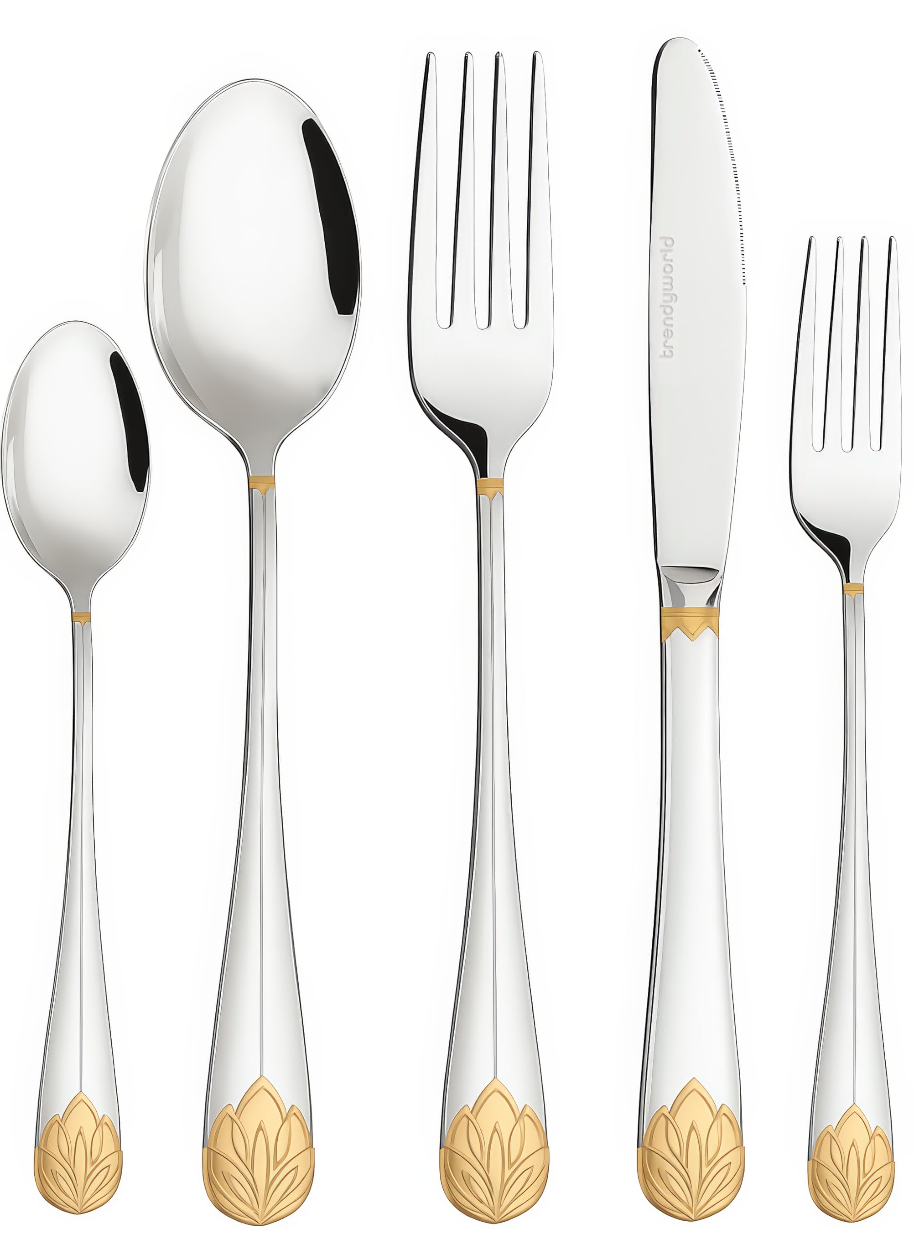 Silverware Set Limited Edition – 30 Piece Family Dinnerware Set – Flatware Set for 6 – Silver Tableware Set w/Gold Accents – Spoons, Knives, Teaspoons, Forks, Salad Forks