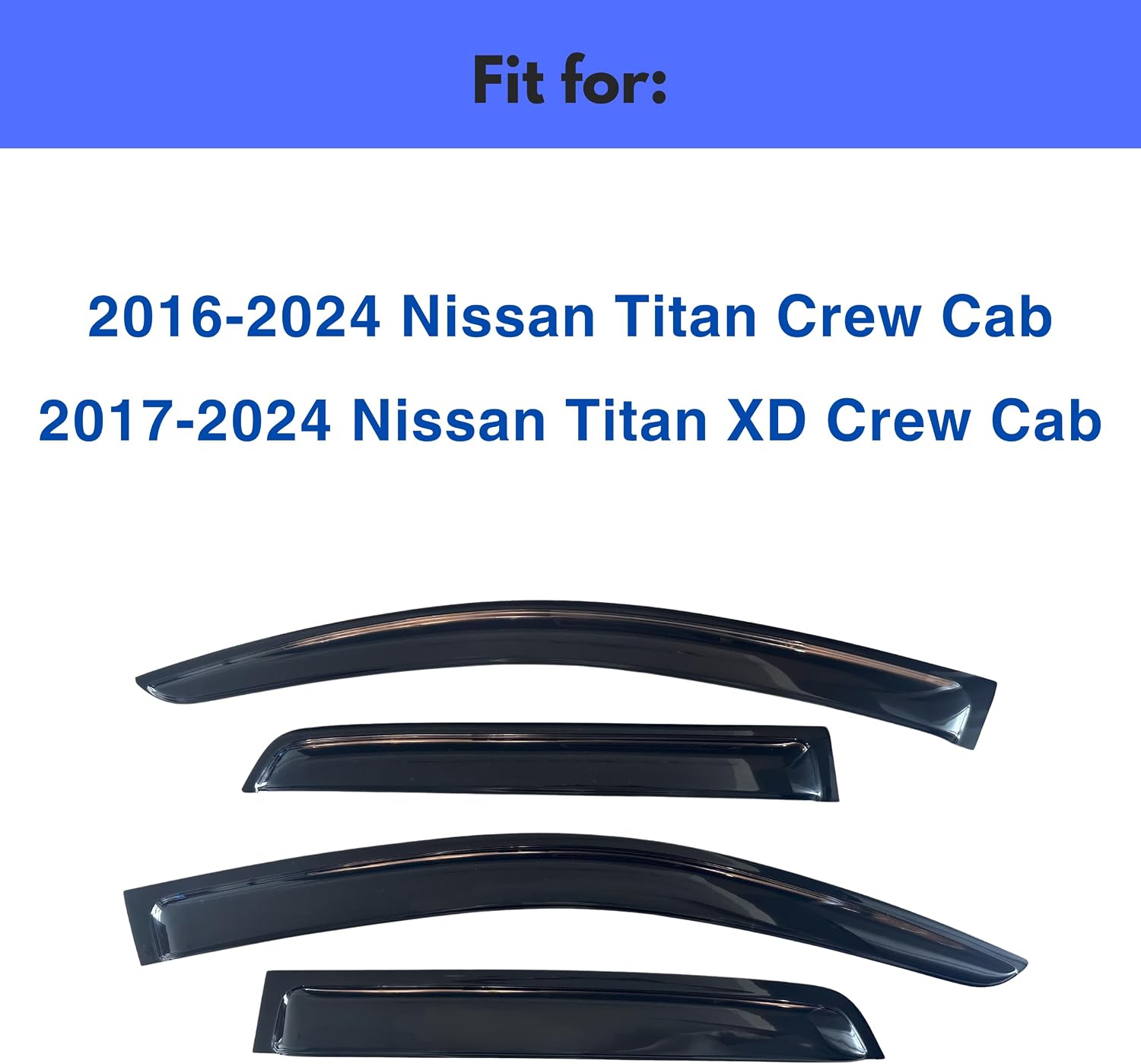 IG Window Visors Fit for 2016-2024 Nissan Titan Crew Cab, Out-Channel Rain Guards Vent Wind Deflectors 4PC, Truck Accessories for 2017-2024 Nissan Titan XD Crew Cab (Full-Size Cabs)