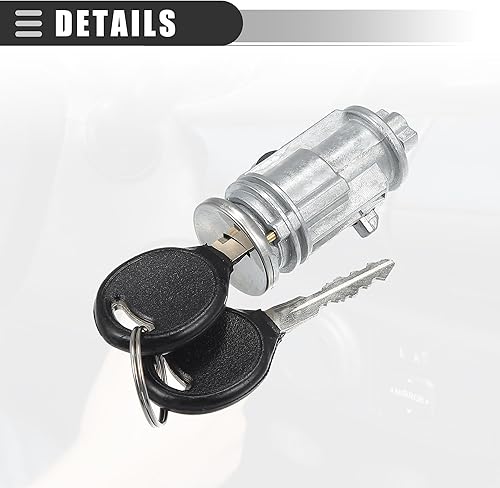 Miniatura 4 de Motoforti Cilindro de bloqueo del interruptor de encendido, para Dodge Dakota 2001-2010, metal, con 2 llaves, NO.5018702AA, tono plateado, 1 juego