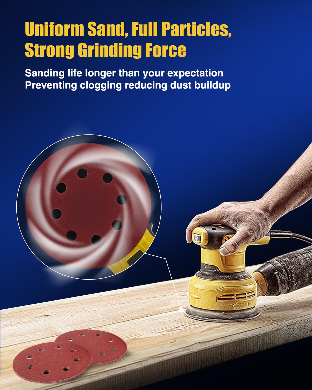 120 Grit Sandpaper, Random Orbital Sander Pads, 5 Inch Sandpaper for Wood, Metal Polishing, Automotive, 50Piece