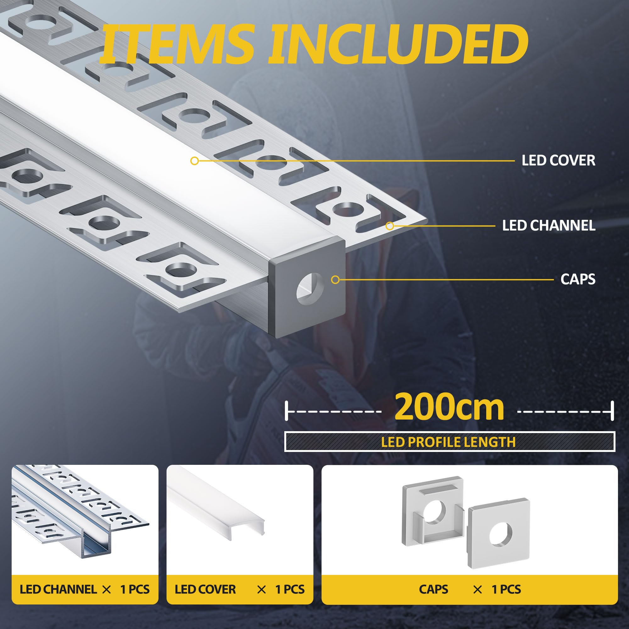 GEEKLUX 15 x Profili LED per cartongesso in alluminio 2 m (totale 30 m), per strisce LED fino a 12 mm di larghezza - Canalina LED con diffusore semitrasparente, dimensioni 55,5 mm x 14,9 mm