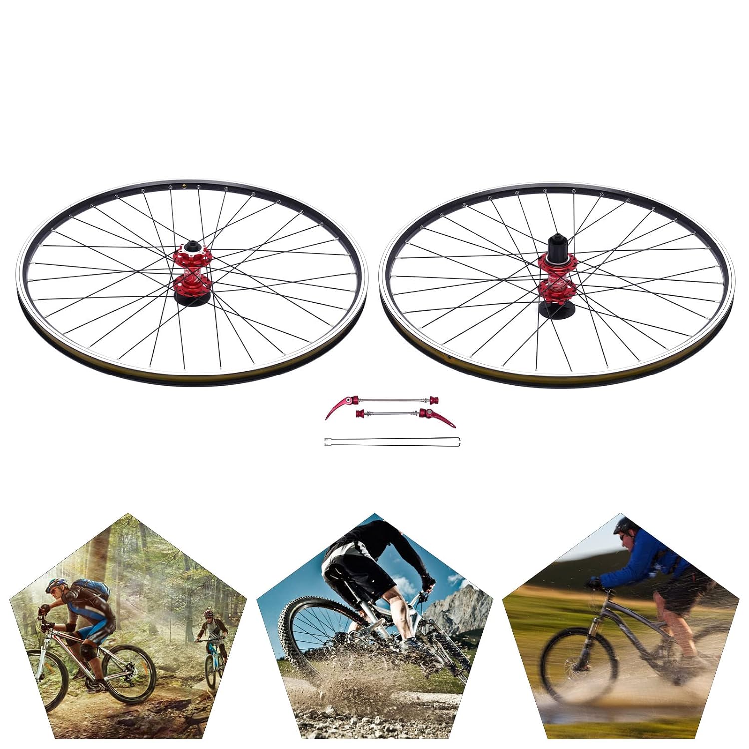 MTB Wheelset, 29" Aluminum Alloy MTB Bike with Disc Brake, Quick Release and Red Hub, Front&Rear MTB Wheelset 200KG Load S... - Review, Price and Buying Guide