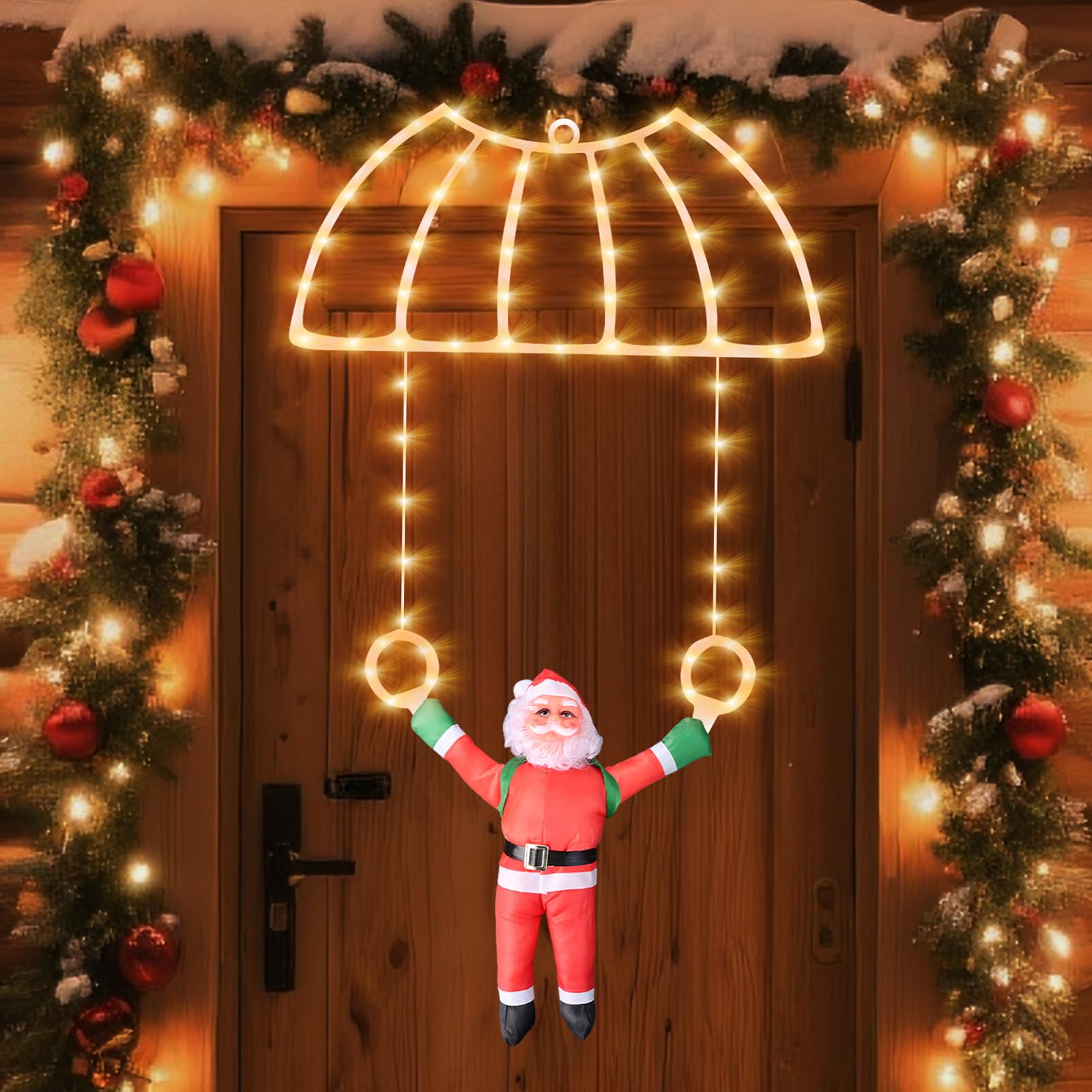 Weihnachtsbeleuchtung Außen, 90CM LED Weihnachtsbeleuchtung Weihnachtsdeko Outdoor, 8 Modi USB-Beleuchtung Xmas Deko mit Haken für draußen und innen an Fenstern, Türen, Wänden und Gärten