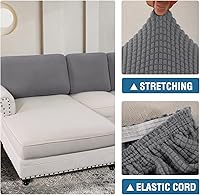 Vista 28 de H.VERSAILTEX 2025 New Sectional Couch Covers 8 Pieces Stretch Sofa Covers for Sectional Sofa Set Separate L Shaped Couch Cover for Both Left/Right
