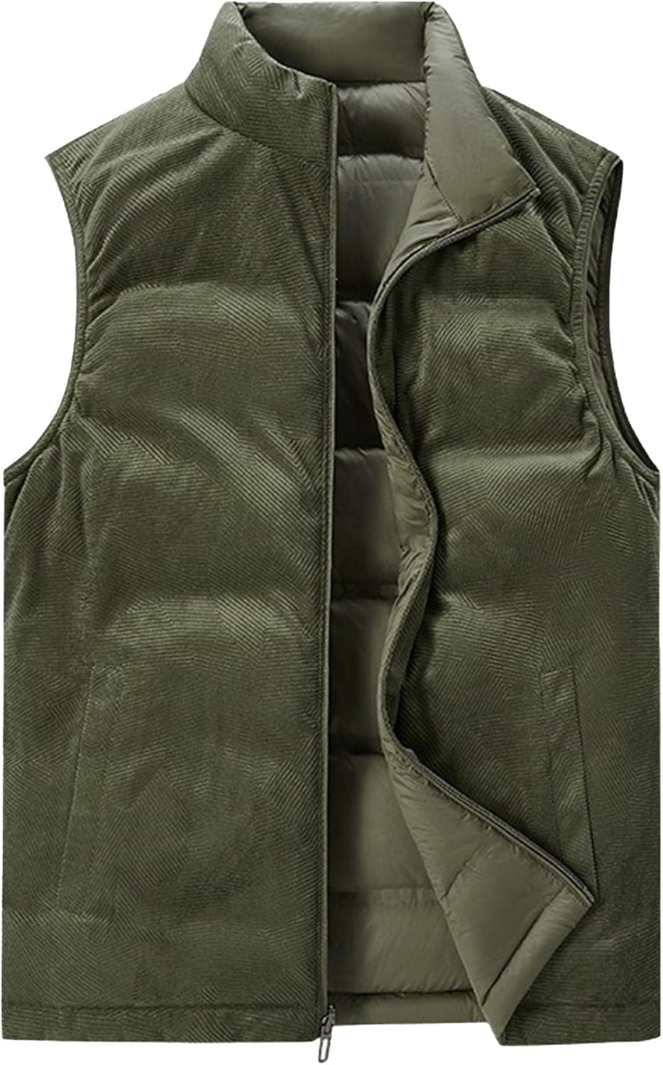 DGHM-JLMY Men's Zip Up Lightweight Vests Solid Color Sleeveless Sports Business Gilet Winter Warm Jacket Outerwear