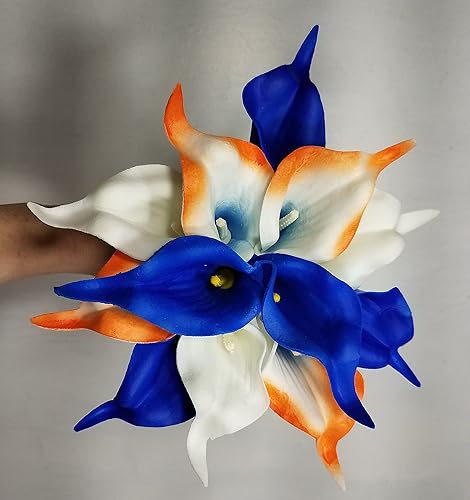 Miniatura 5 de Orange Royal Blue Calla Lily Bridal Wedding Bouquet Accessories (6" Bouquet)