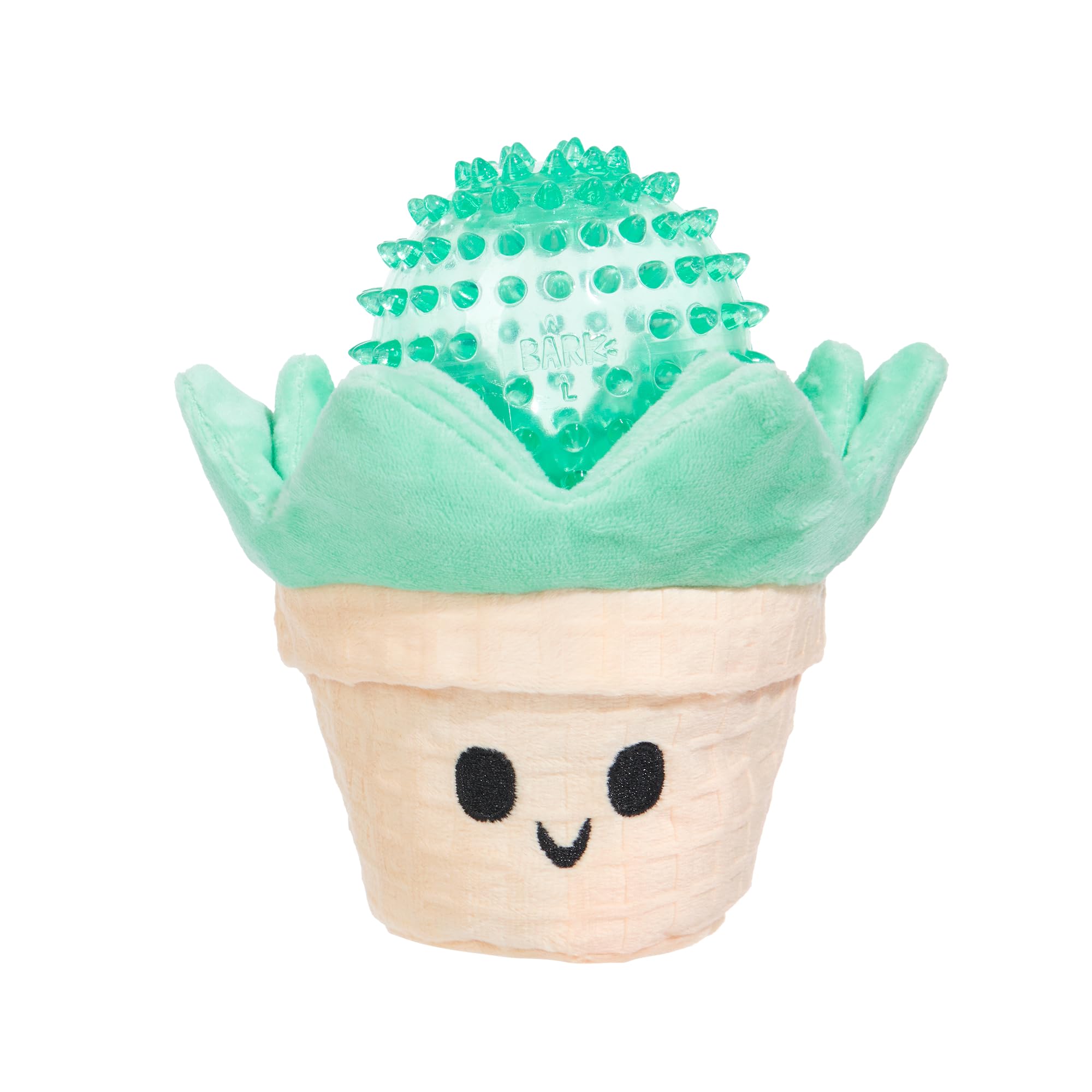BARK Dog Toy Suki Succulent 2 In 1 Toy for Dogs Plush Cactus with Spiky Squeaker Ball, Whip-N-Flip Leaves, Crazy Crinkle