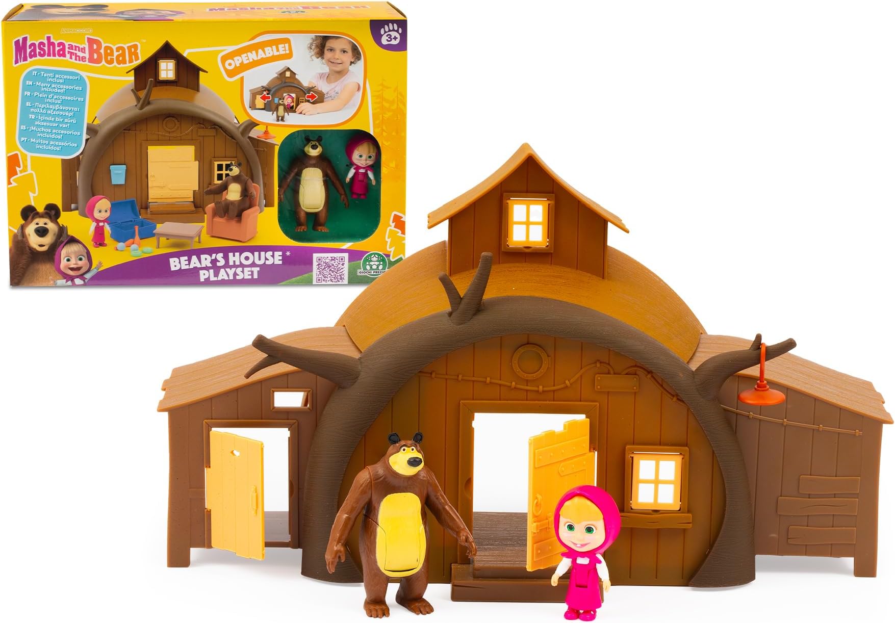 Masha and The Bear - Bear House Playset from the Hit TV Series with Articulated Masha & Bear Figures and Accessories – Fun for Kids Aged 3+
