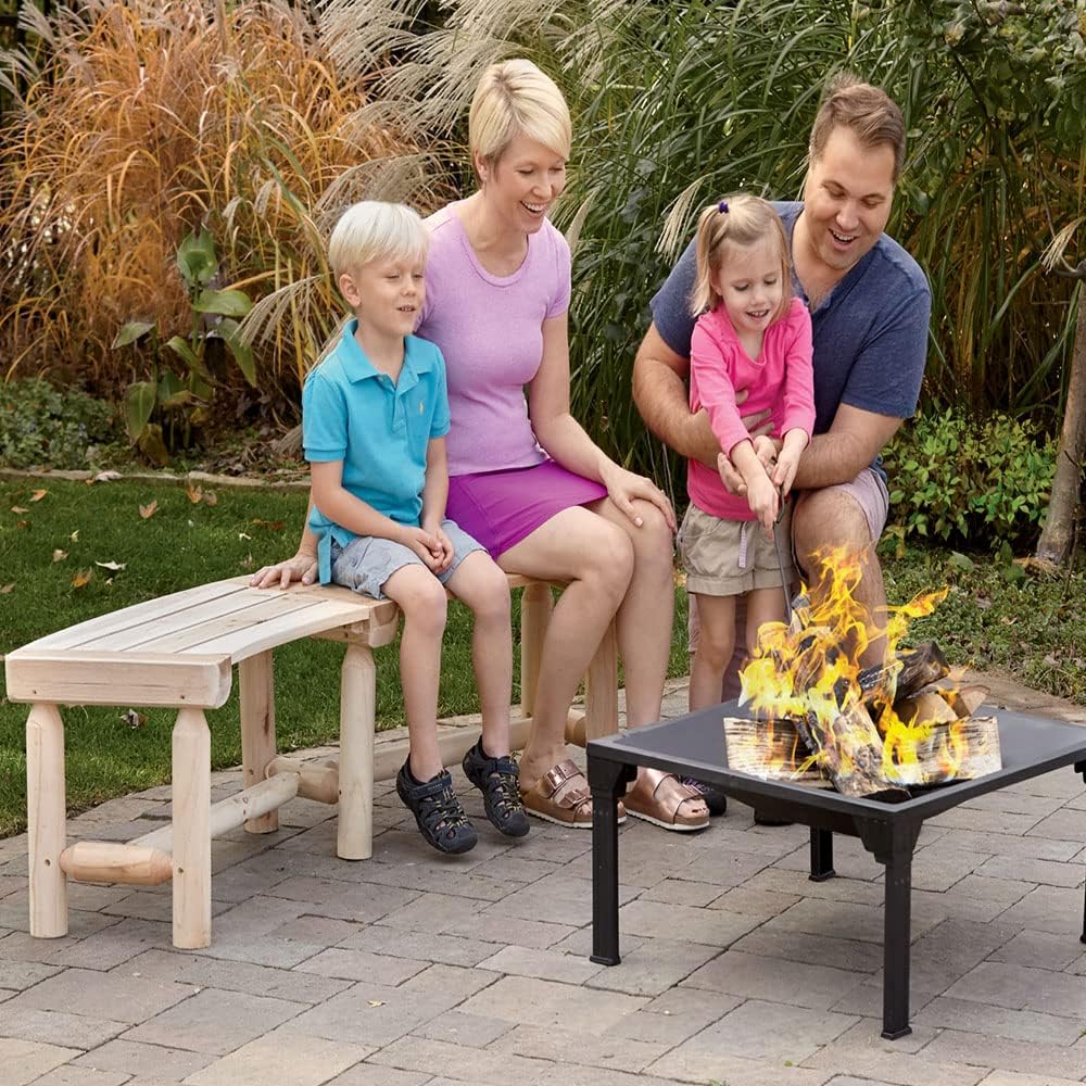 CASTLECREEK Curved Fire Pit Bench, Wood Log Bench Seat, Outdoor, Backyard, Rustic : Patio, Lawn & Garden
