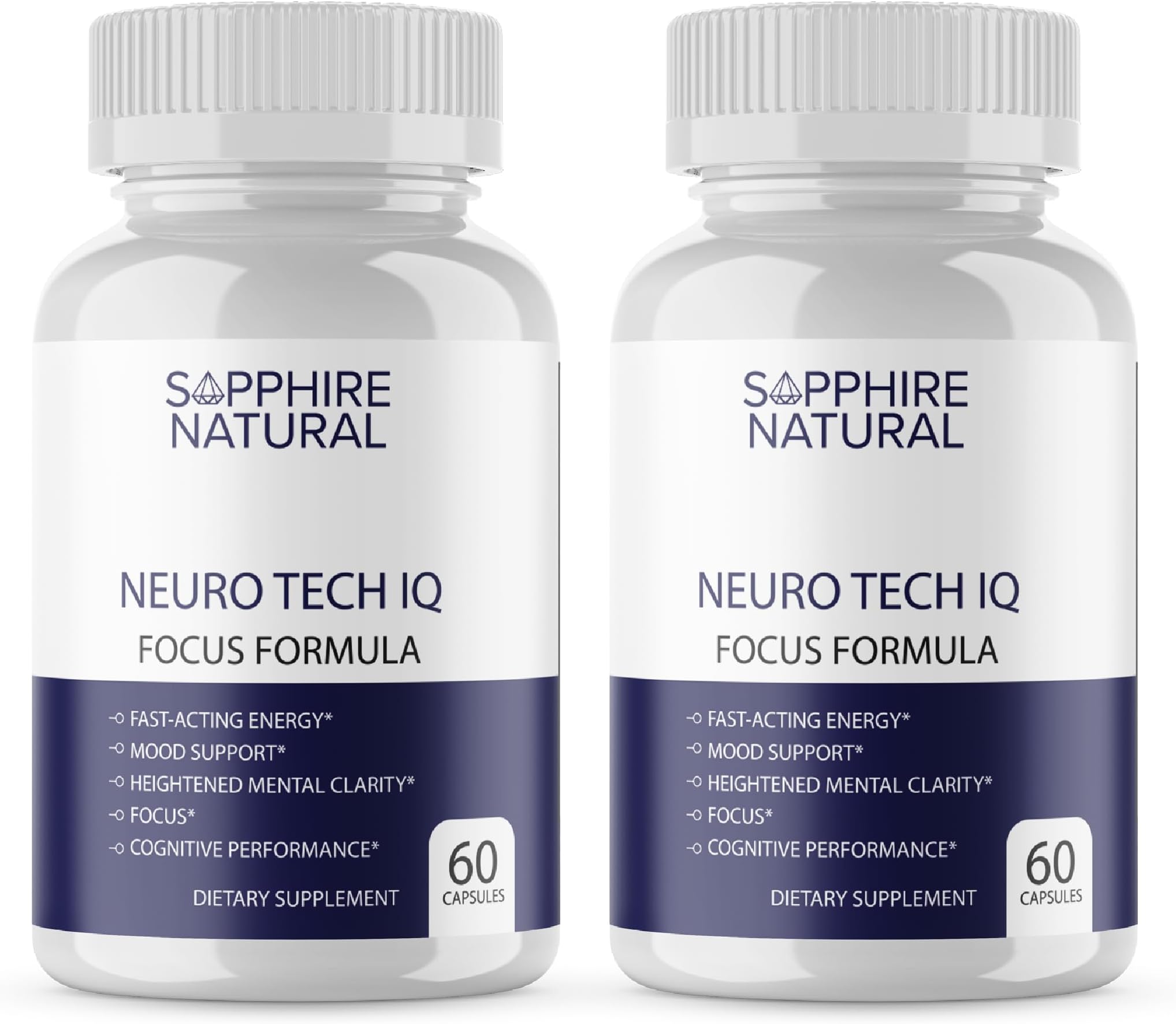 2 Pack Neuro Tech IQ Brain Supplement - Neurotech Iq Focus Formula Enhancement Pills (120 Capsules)