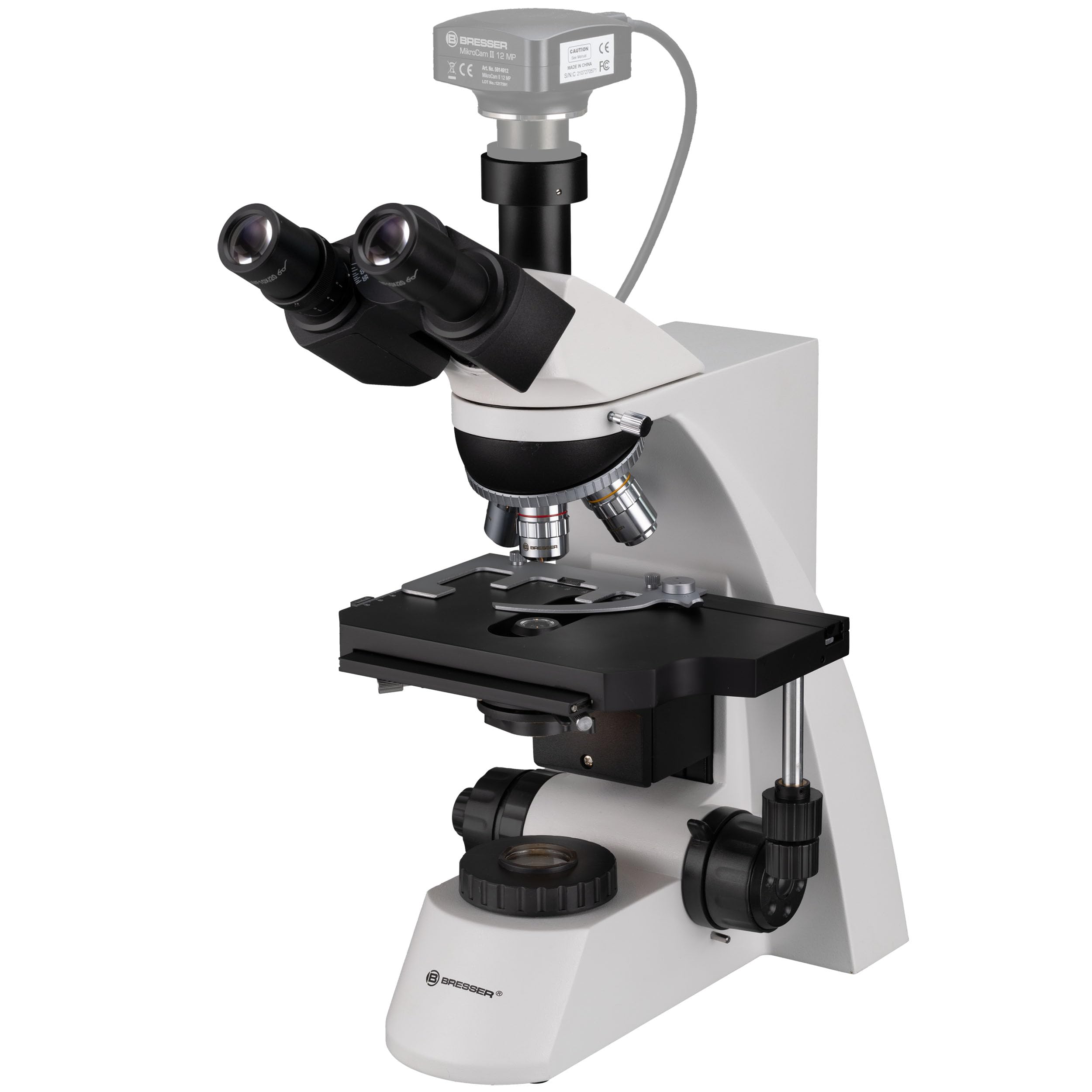 Bresser 5760100 Science TRM 301 Microscopio | Illuminazione Köhler trasmessa, Tubo fotografico trinoculare, Tavolino meccanico, Condensatore Abbe, Fuoco macro e fine