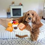 Nocciola 10 Pack Bread Dog Toys with a Grocery Bag,Crinkle Squeaky Dog Toys to Keep Them Busy, Small Dog Toys for Boredom,Durable Plush Dog Toys for Small Medium Dogs, Cute Stuffed Puppy Toys