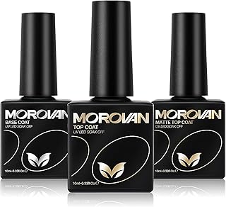 Morovan Gel Base Top Coat - 3PCS Gel Top and Base Coat Matte Top Coat for Starters Base And Top Coat Gel Nail Polish Quick Dry Long Lasting No Wipe Gel Top Coat Gel Base Coat for Women Salon DIY Home