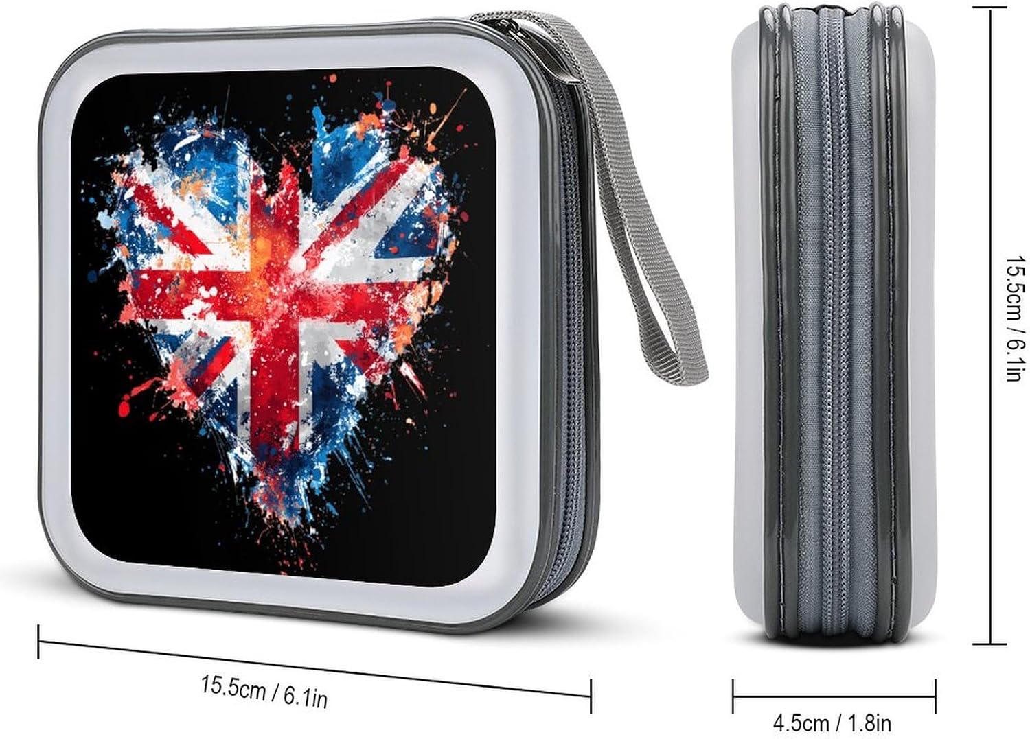 Heart United Kingdom Flag Splash CD Case DVD Storage Holder Binder 40 Capacity