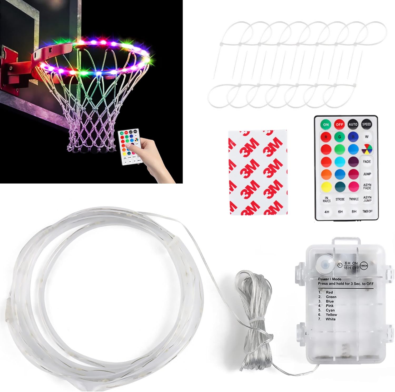 Led Basketball Hoop Lights, Waterproof Remote Control