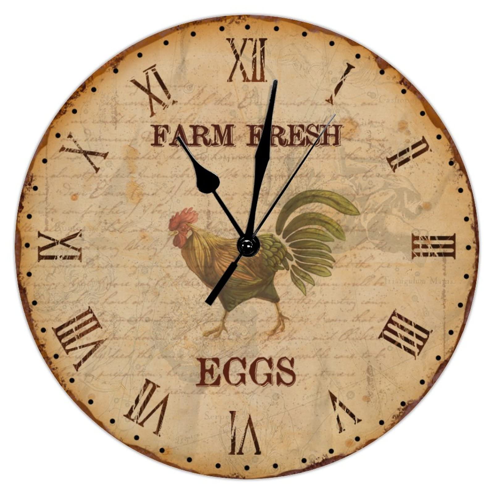 Horloge murale coq pour habiller un mur vide de cuisine rustique à piles