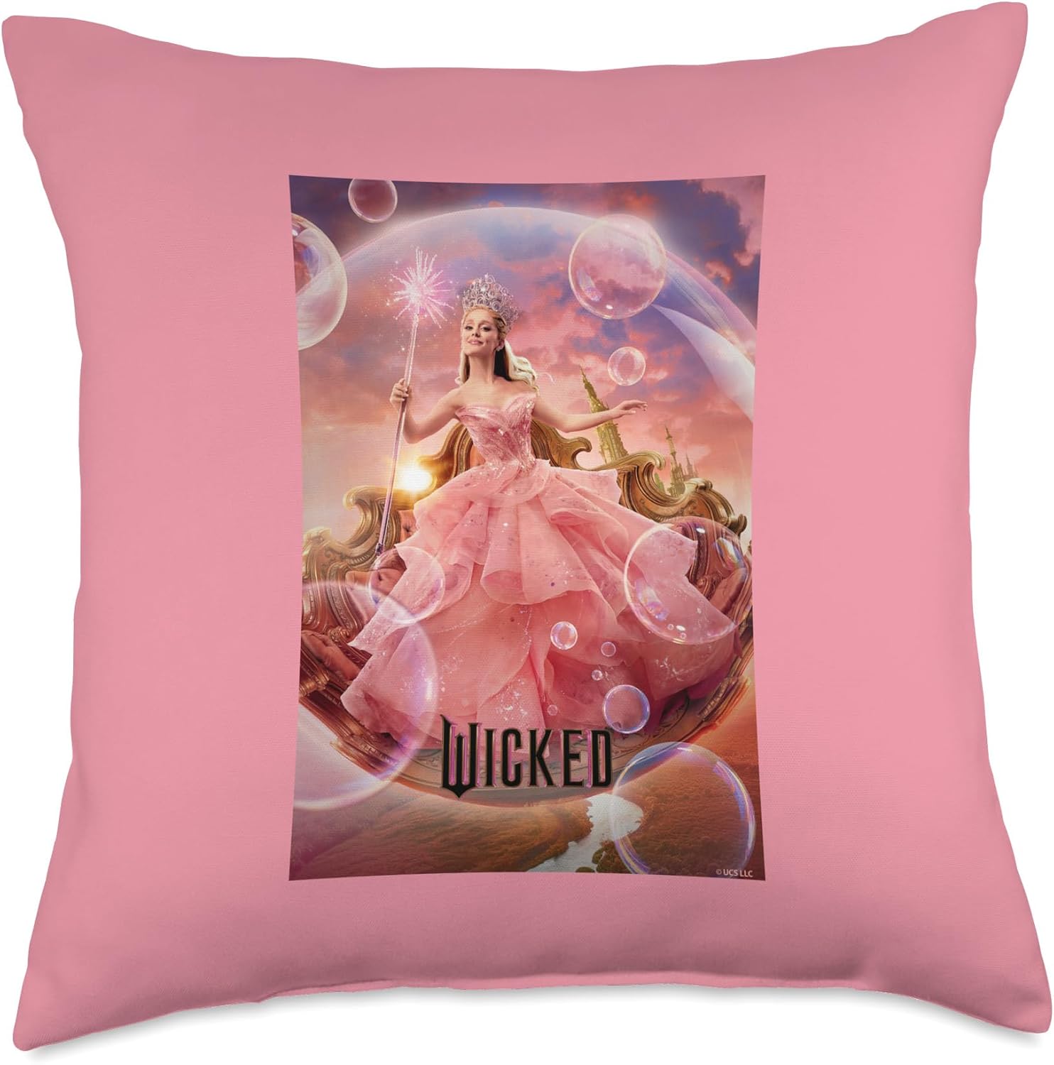 Wicked Glinda Bubble Poster Throw Pillow