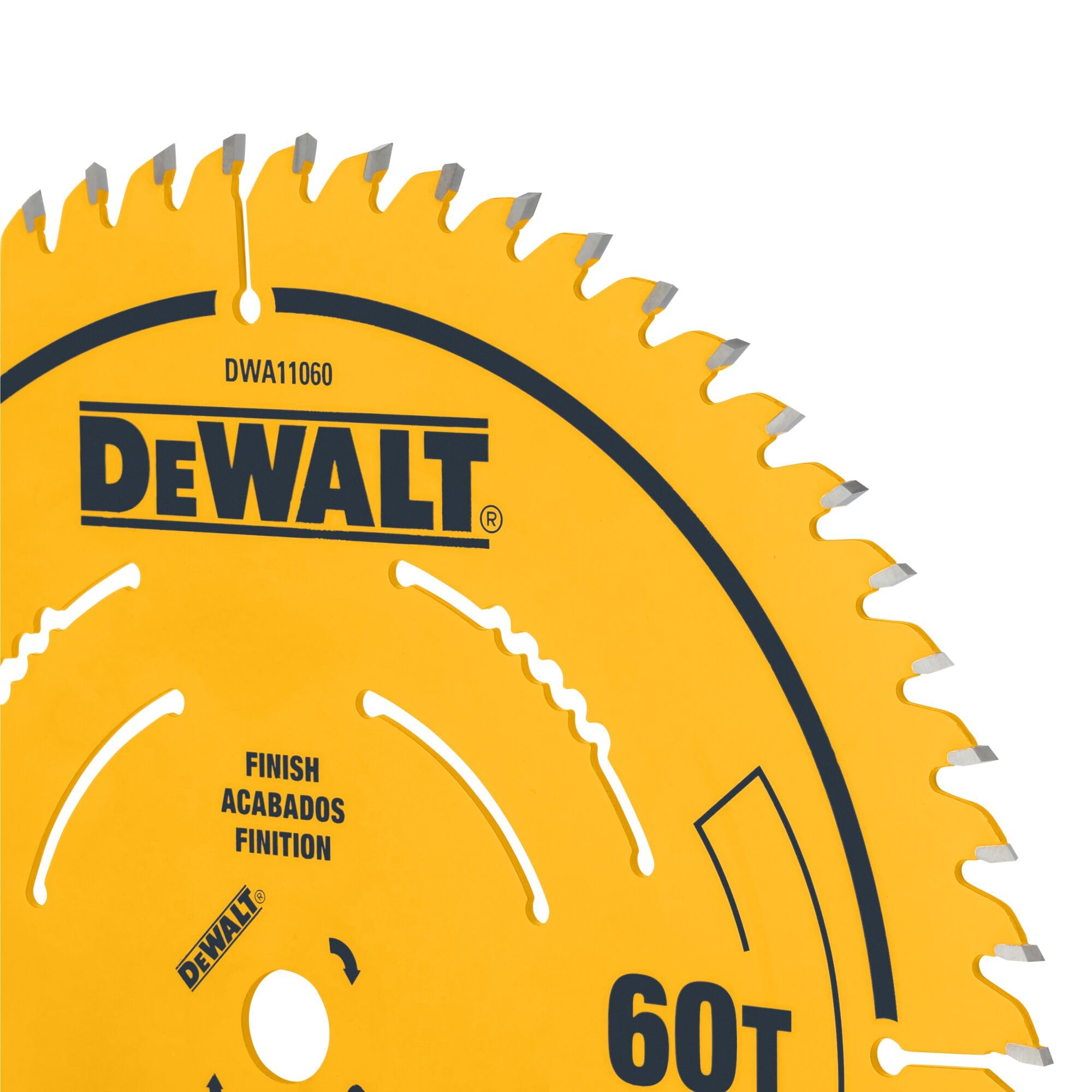 DEWALT Hoja de sierra de mesa, 10 pulgadas, 60 dientes, acabado fino, carburo ultra afilado (DWA11060)