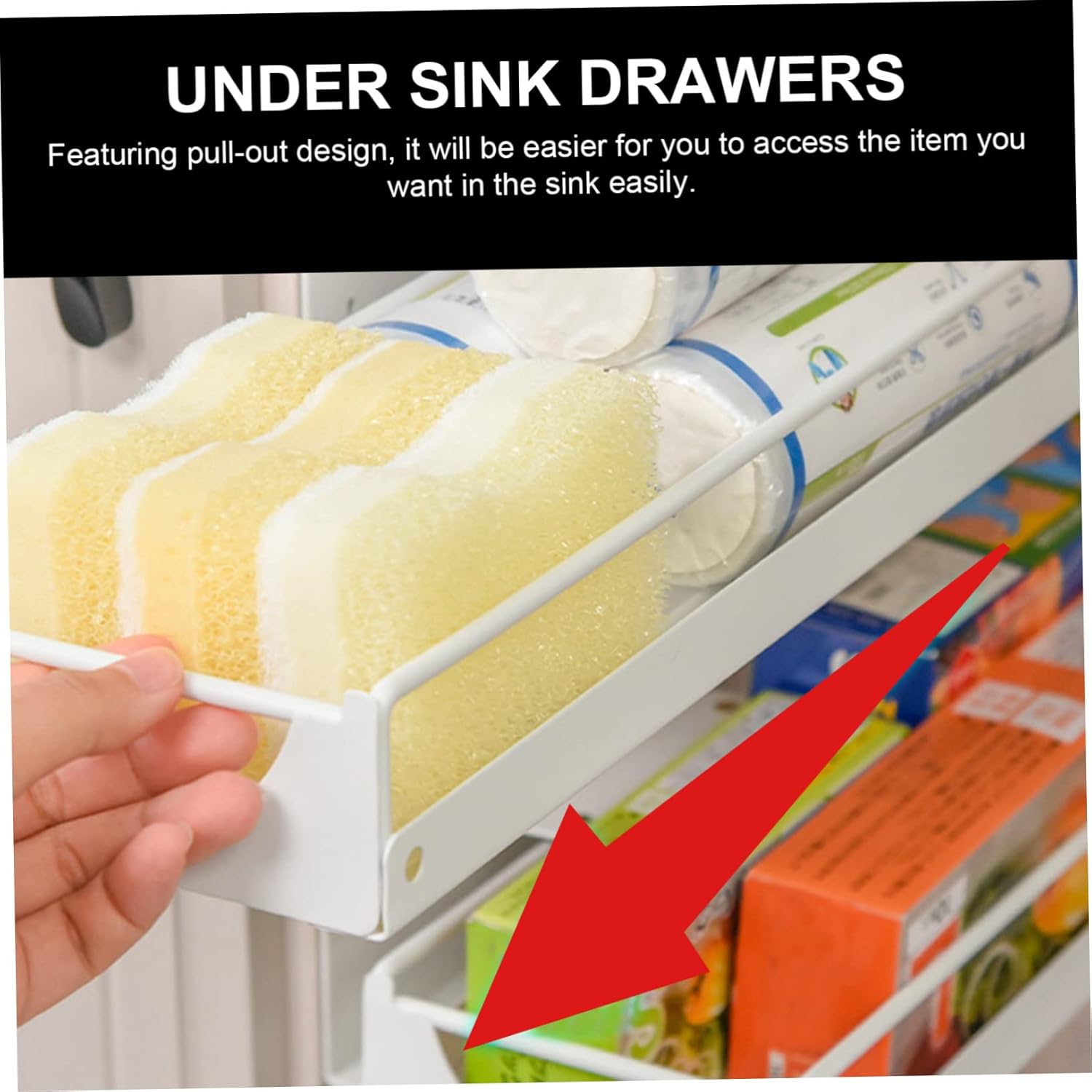 Sink Organizer Pull-out Drawer Kitchen Cabinet Storage Rack Space-saving Slide-out Shelf for Easy Access for Spice and Snack Storage