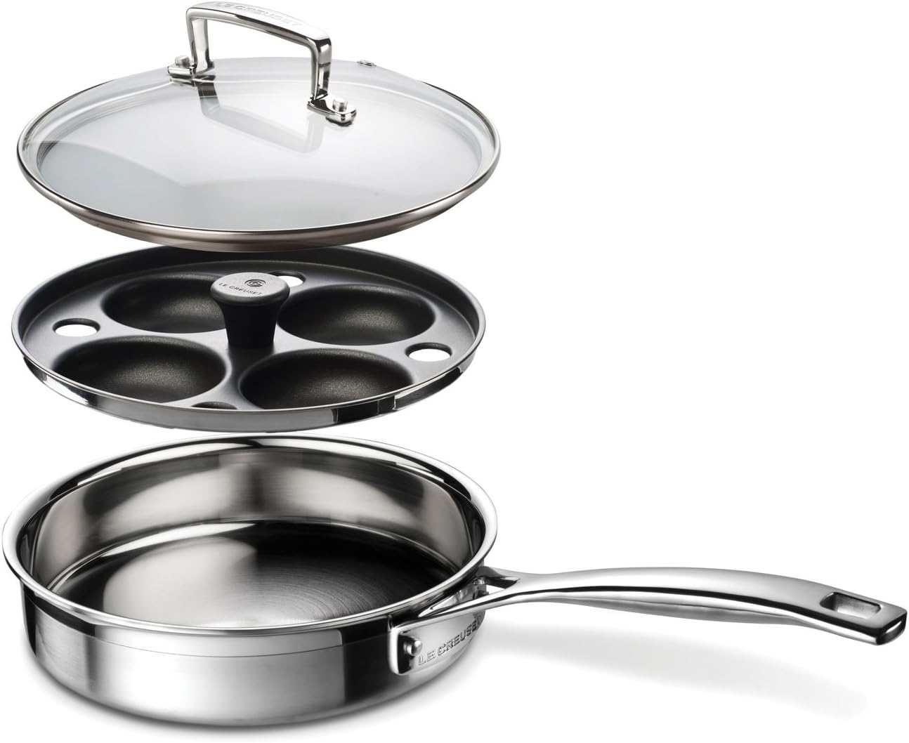 – 3-Ply Stainless Steel 20cm Egg Poaching Pan with Insert & Glass Lid, 96204220001000