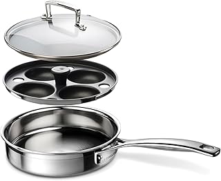 Le Creuset Padella sauté con Inserto per uova in camicia, 20 x 5 cm, Acciaio inox a 3 strati